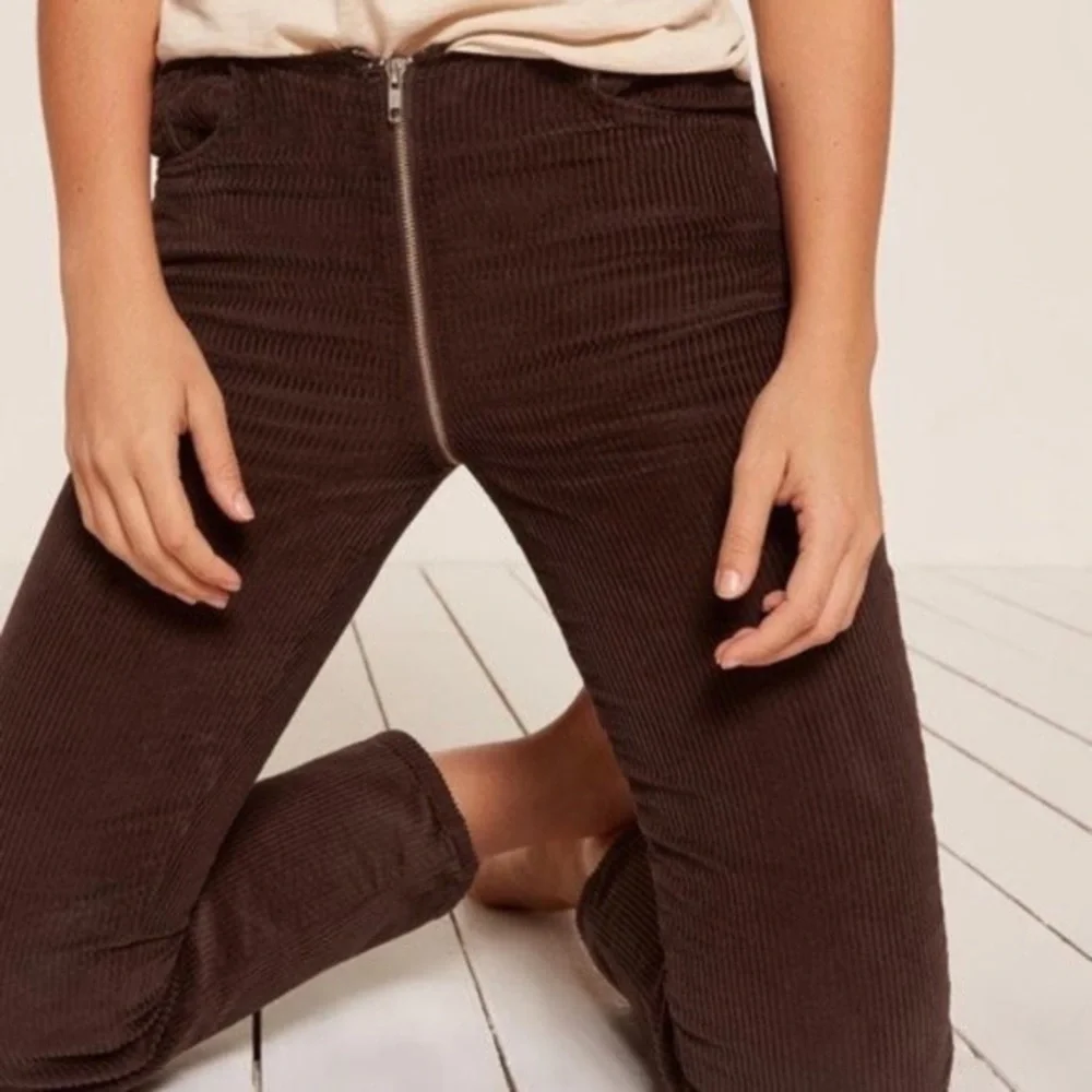 Reformation Bruno Pants Brown Corduroy Zipper Pants sz 29 - Picture 4 of 6